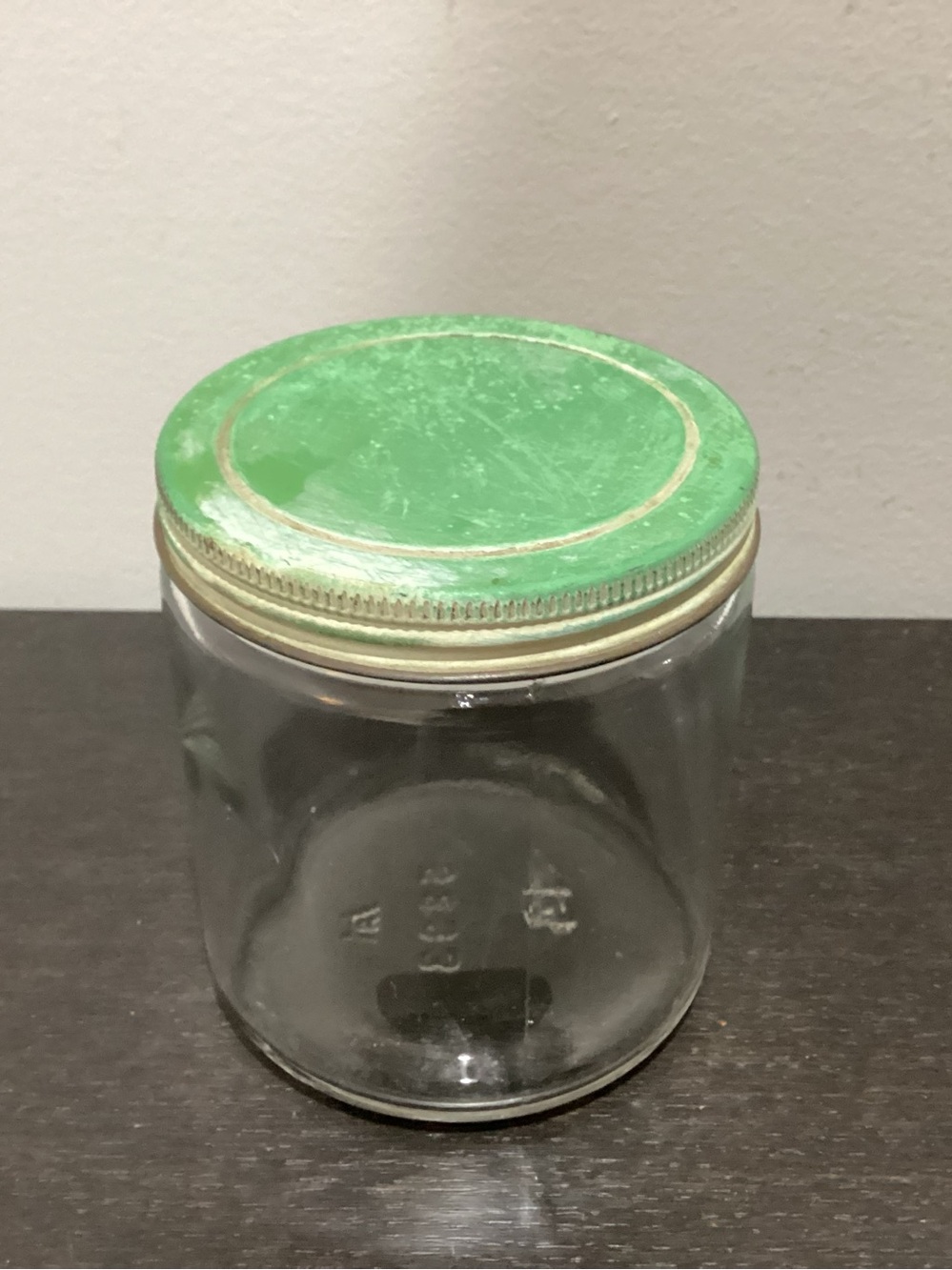 Vtg. Food storage jar likely dating from the 1950s-1960s, Kraft? Or Peter Pan?